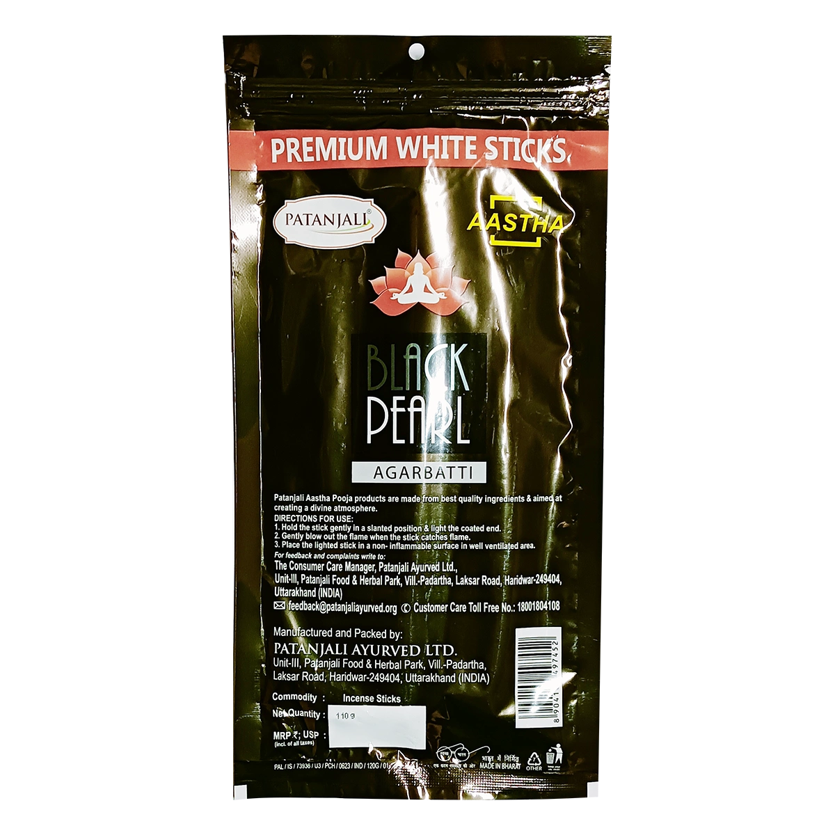 Patanjali Aastha Premium White Stick Blackpearl Agarbatti