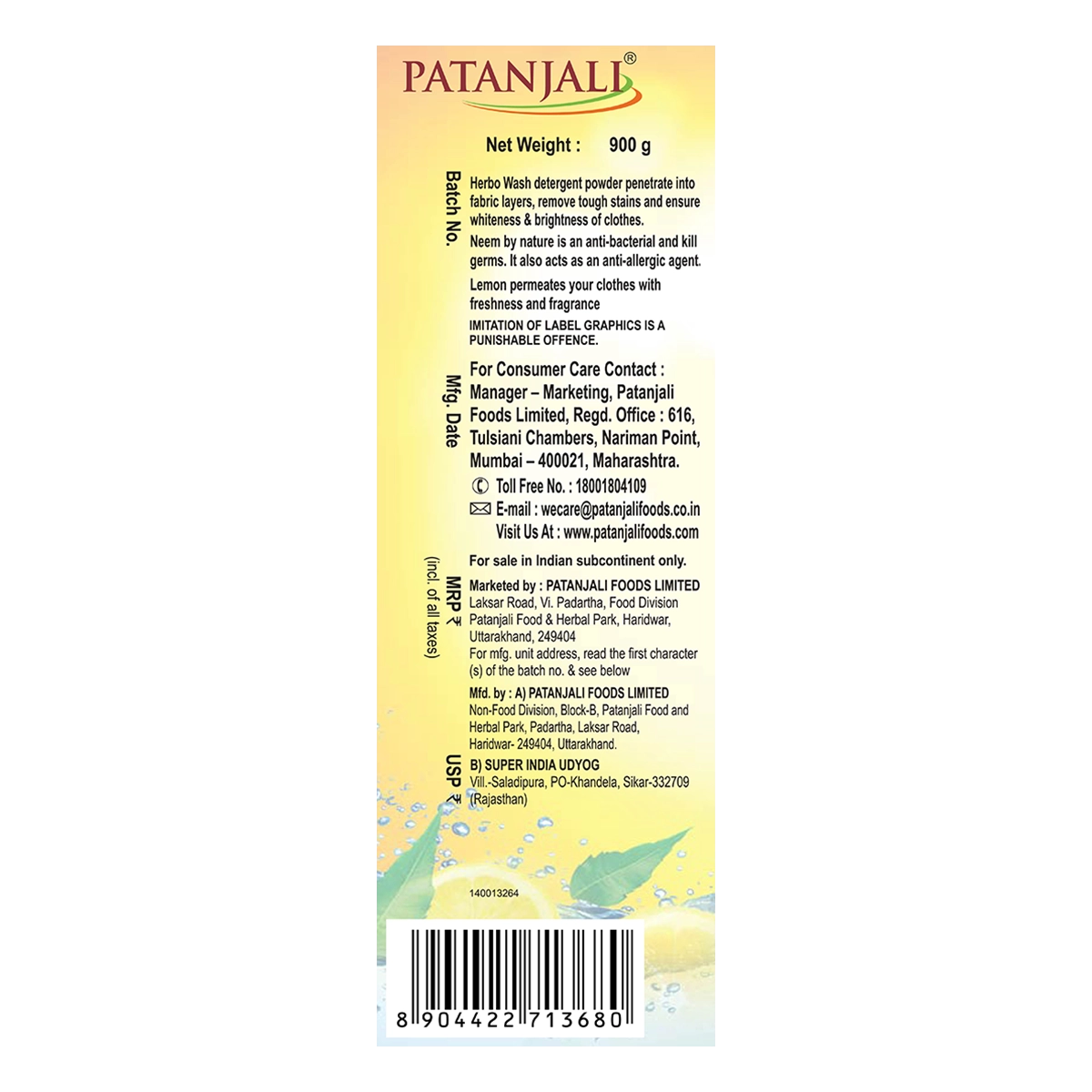 Patanjali Herbo Wash Detergent Powder