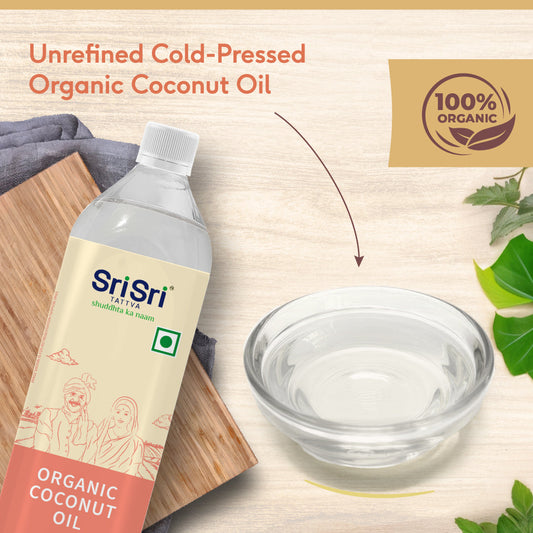 Sri Sri Tattva Organic Coconut Oil Bottle - Cold Pressed | Unrefined | 500 ml