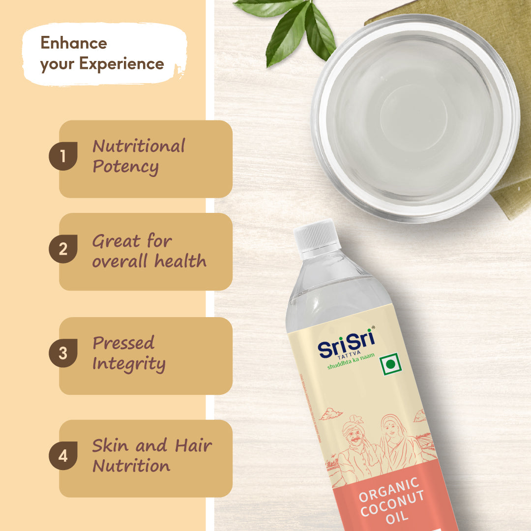 Sri Sri Tattva Organic Coconut Oil Bottle - Cold Pressed | Unrefined | 500 ml