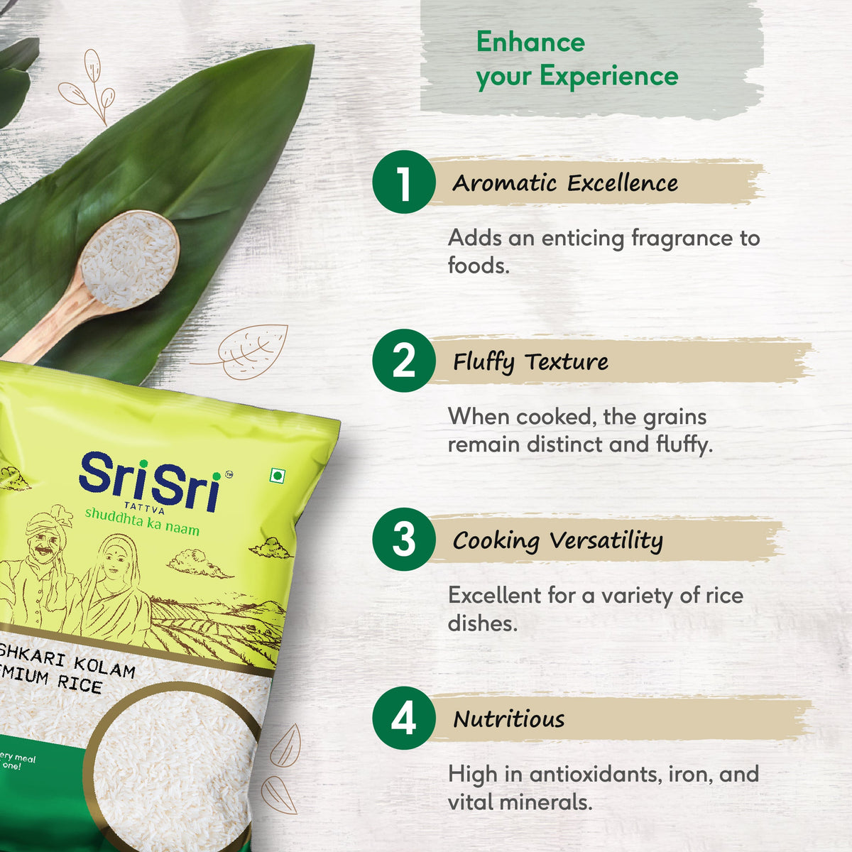 Sri Sri Tattva Lashkari Kolam Premium Rice, 1 kg