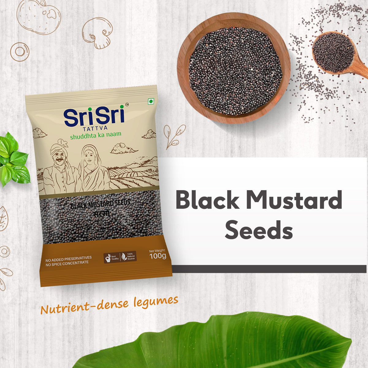 Sri Sri Tattva Black Mustard Seeds, 100 g