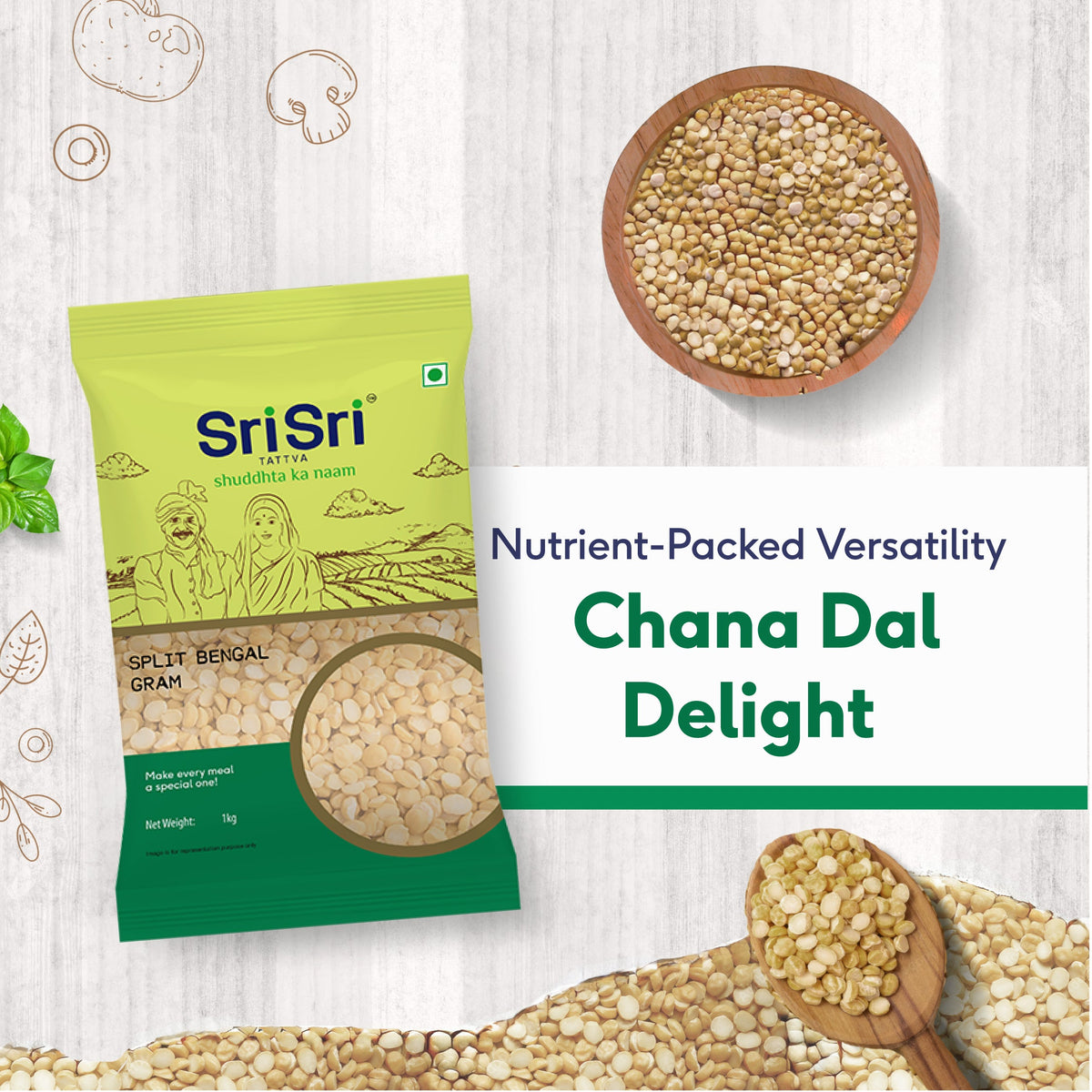Sri Sri Tattva Chana Dal - Split Bengal Gram, 1 kg