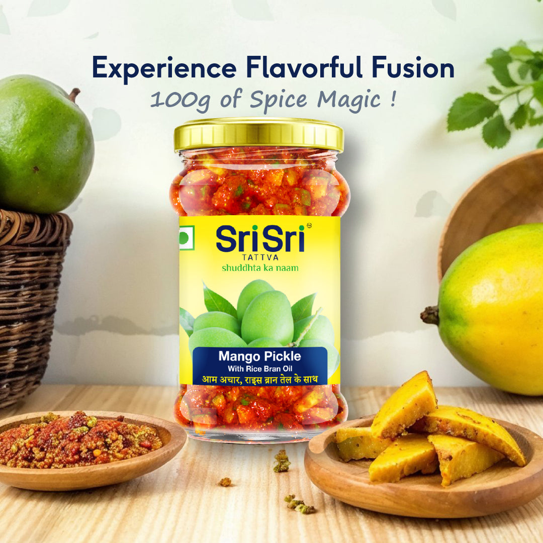 Sri Sri Tattva Mango Pickle - Rice Bran Oil, 300g