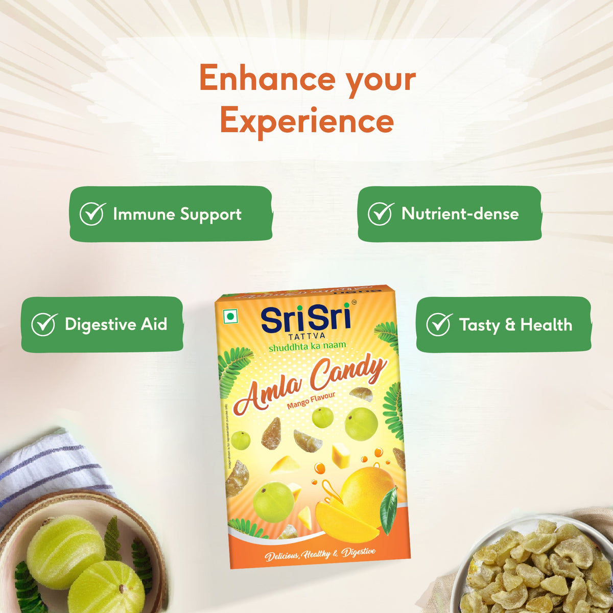 Sri Sri Tattva Amla Candy - Mango Flavoured - Delicious Healthy & Digestive, 400 g