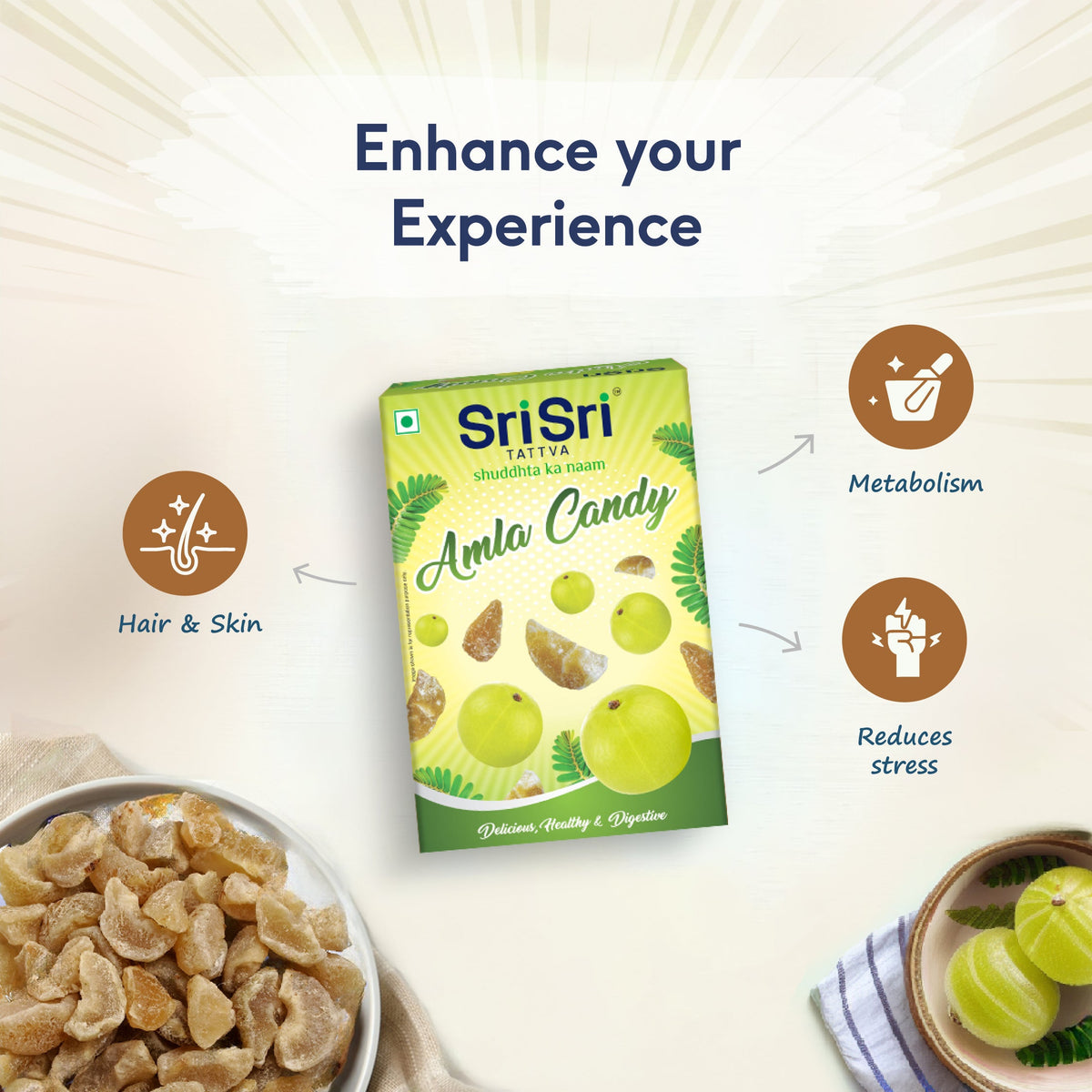 Sri Sri Tattva Amla Candy - Plain Flavoured - Delicious Healthy & Digestive, 400 g