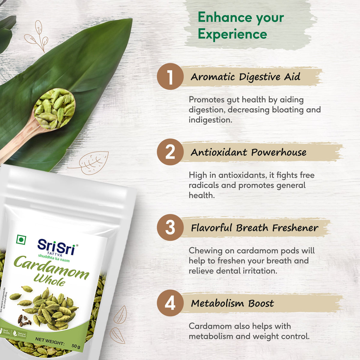 Sri Sri Tattva Cardamom Whole, 50 g