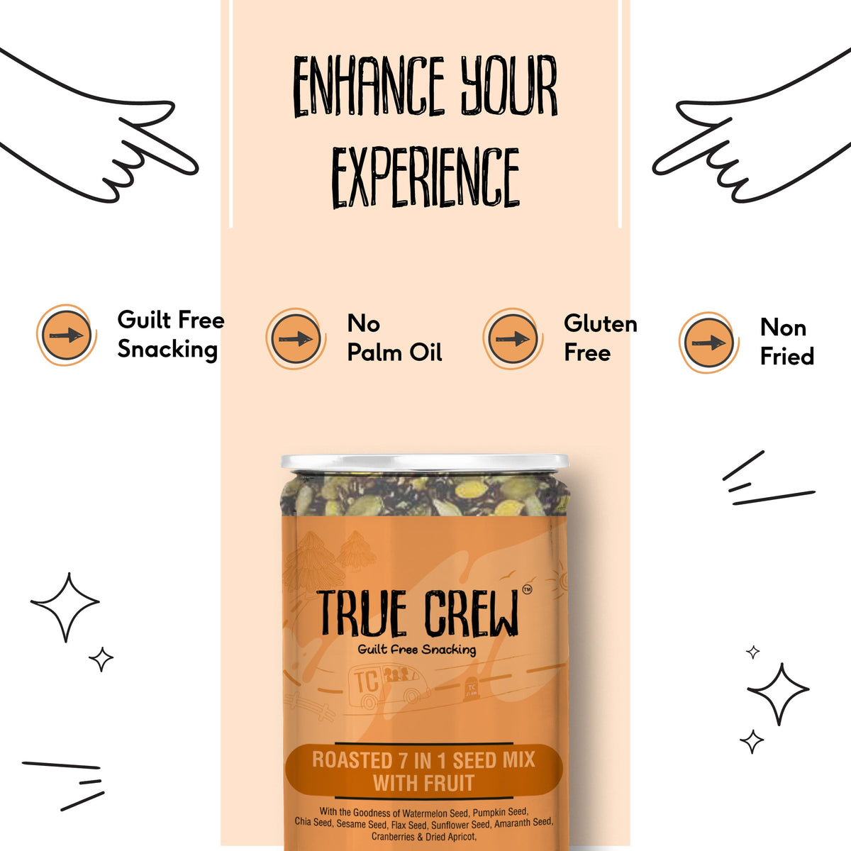 Sri Sri Tattva TRUE CREW Roasted 7 in 1 Seed Mix With Fruit Bottle 200 g