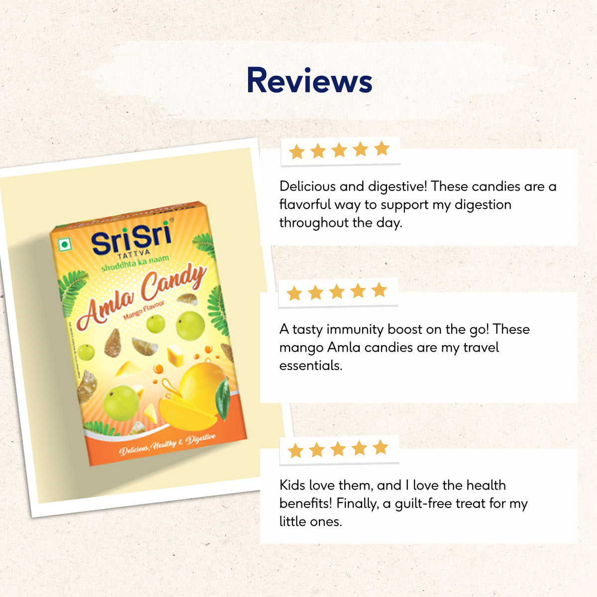 Sri Sri Tattva Amla Candy - Mango Flavoured - Delicious Healthy & Digestive, 400 g