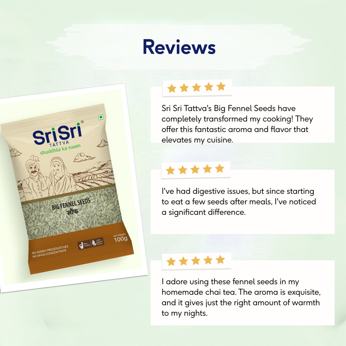 Sri Sri Tattva Big Fennel Seeds - Saunf, 100 g