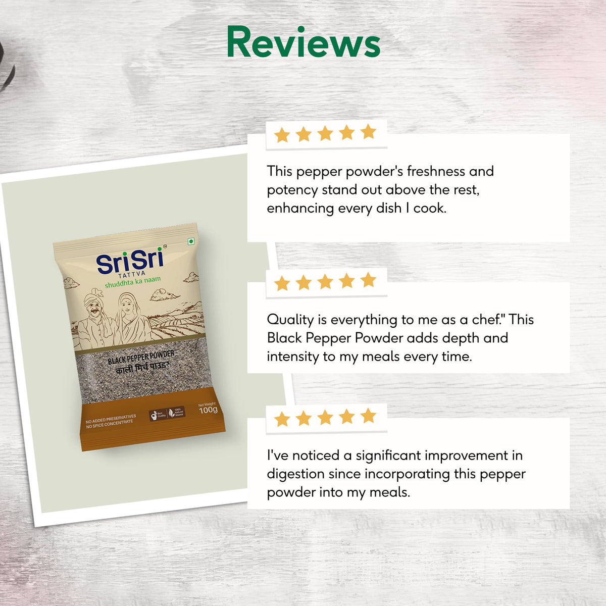 Sri Sri Tattva Black Pepper Powder - Kali Mirch, 100 g