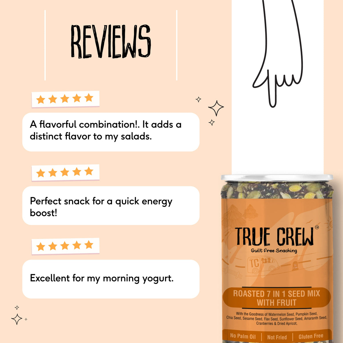 Sri Sri Tattva TRUE CREW Roasted 7 in 1 Seed Mix With Fruit Bottle 200 g