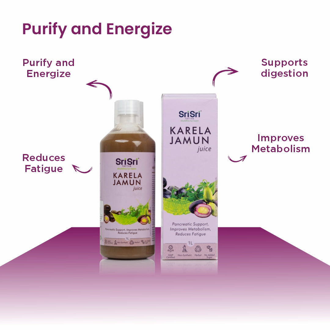 Sri Sri Tattva Karela Jamun Juice | Supports Metabolic Balance, Energy & Overall Wellness | 1 L