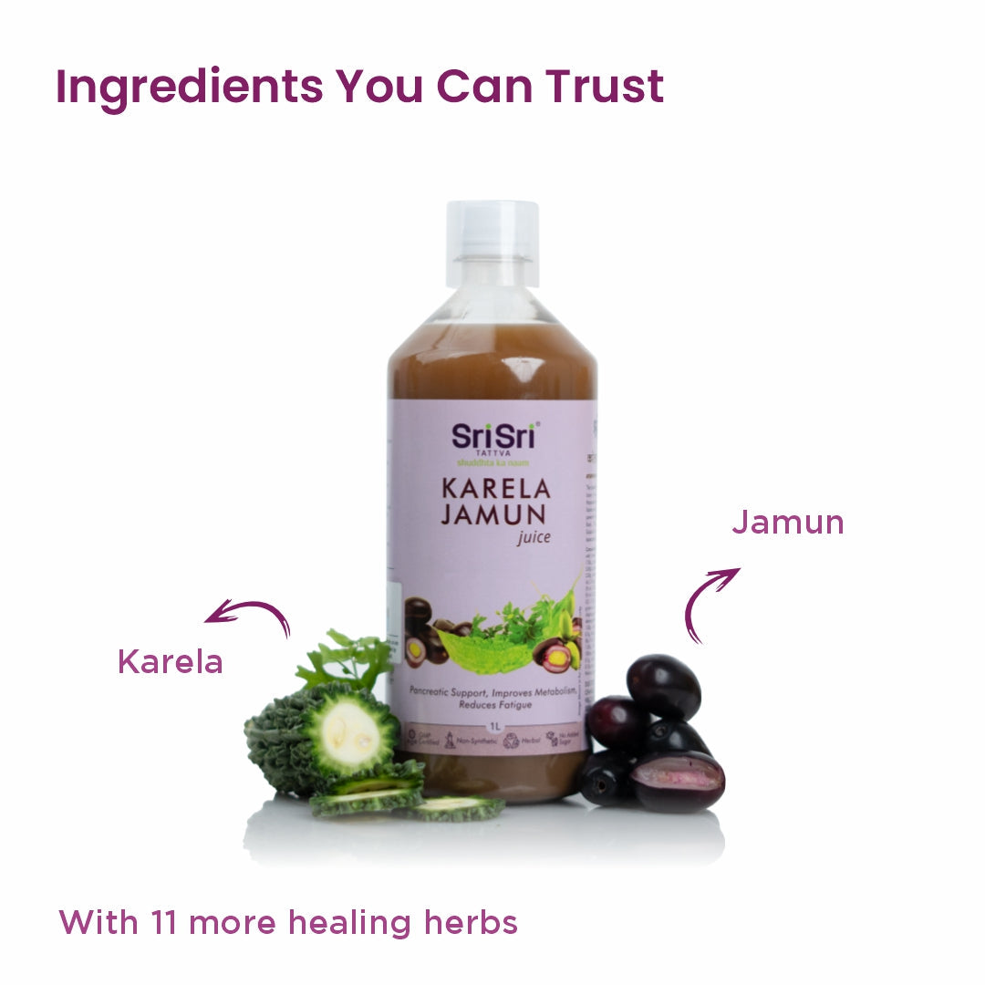 Sri Sri Tattva Karela Jamun Juice | Supports Metabolic Balance, Energy & Overall Wellness | 1 L