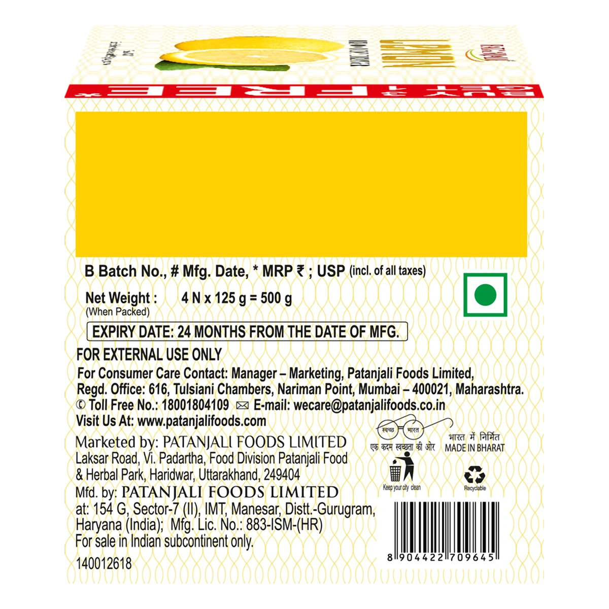 Patanjali Lemon Body Cleanser 125G