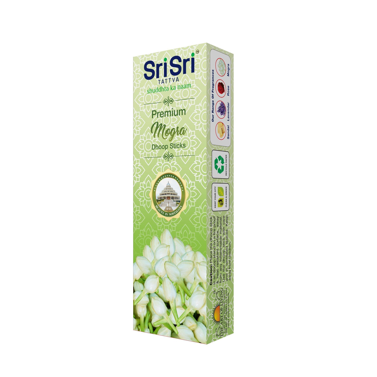 Sri Sri Tattva Premium Mogra Dhoop Sticks For Pooja | Dhoop Batti / Sticks | Fragrances – Natural Mogra | Bamboo-less | Free Stand | 50 g