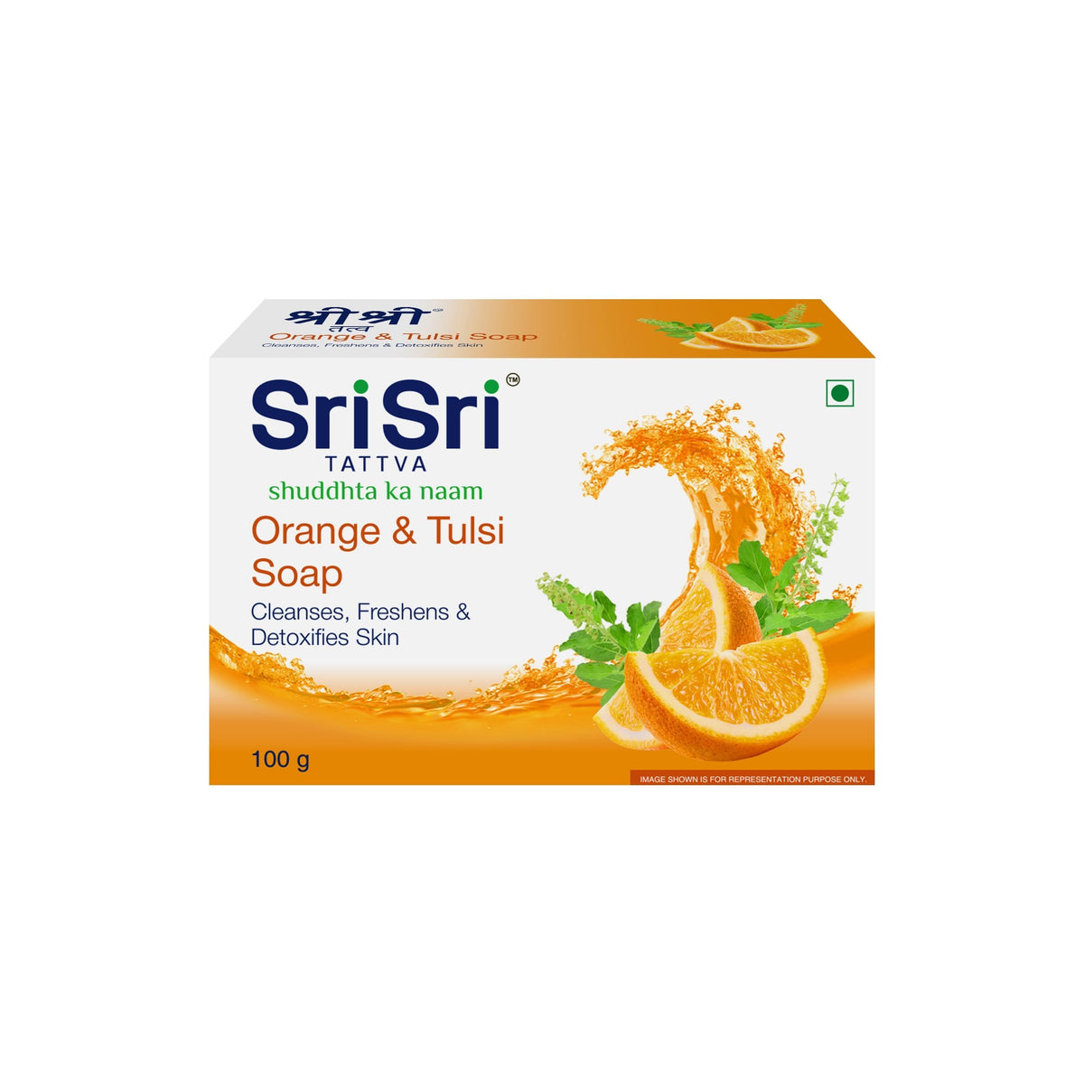 Sri Sri Tattva Orange & Tulsi Soap - Cleanses, Freshens & Detoxifies Body, 100 g