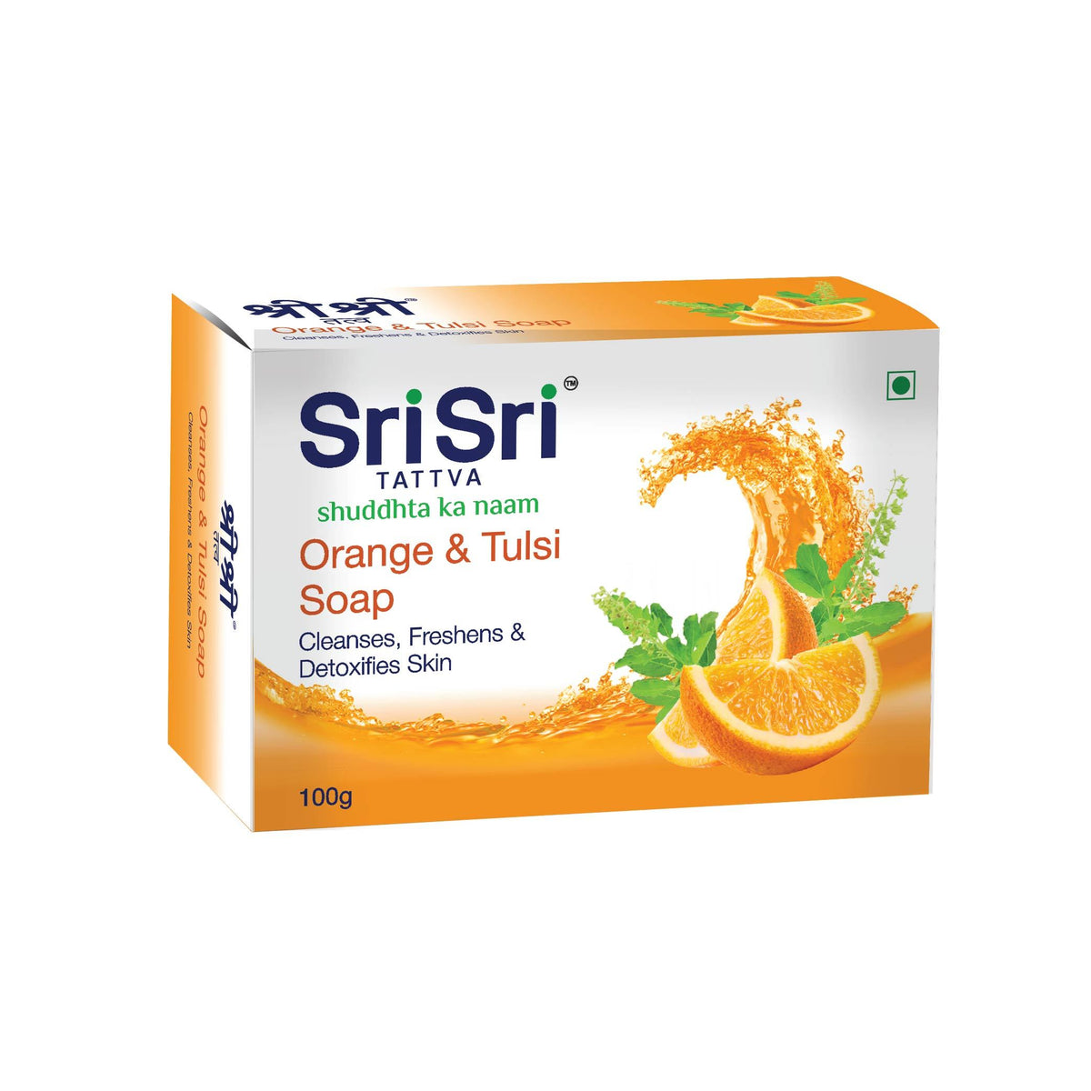 Sri Sri Tattva Orange & Tulsi Soap - Cleanses, Freshens & Detoxifies Body, 100 g