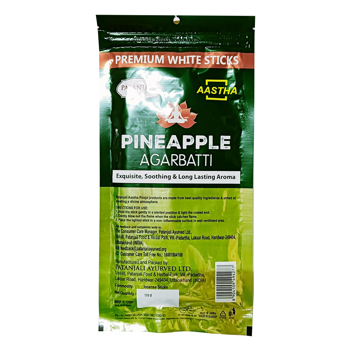 Patanjali Aastha Premium White Stick Pineapple Agarbatti