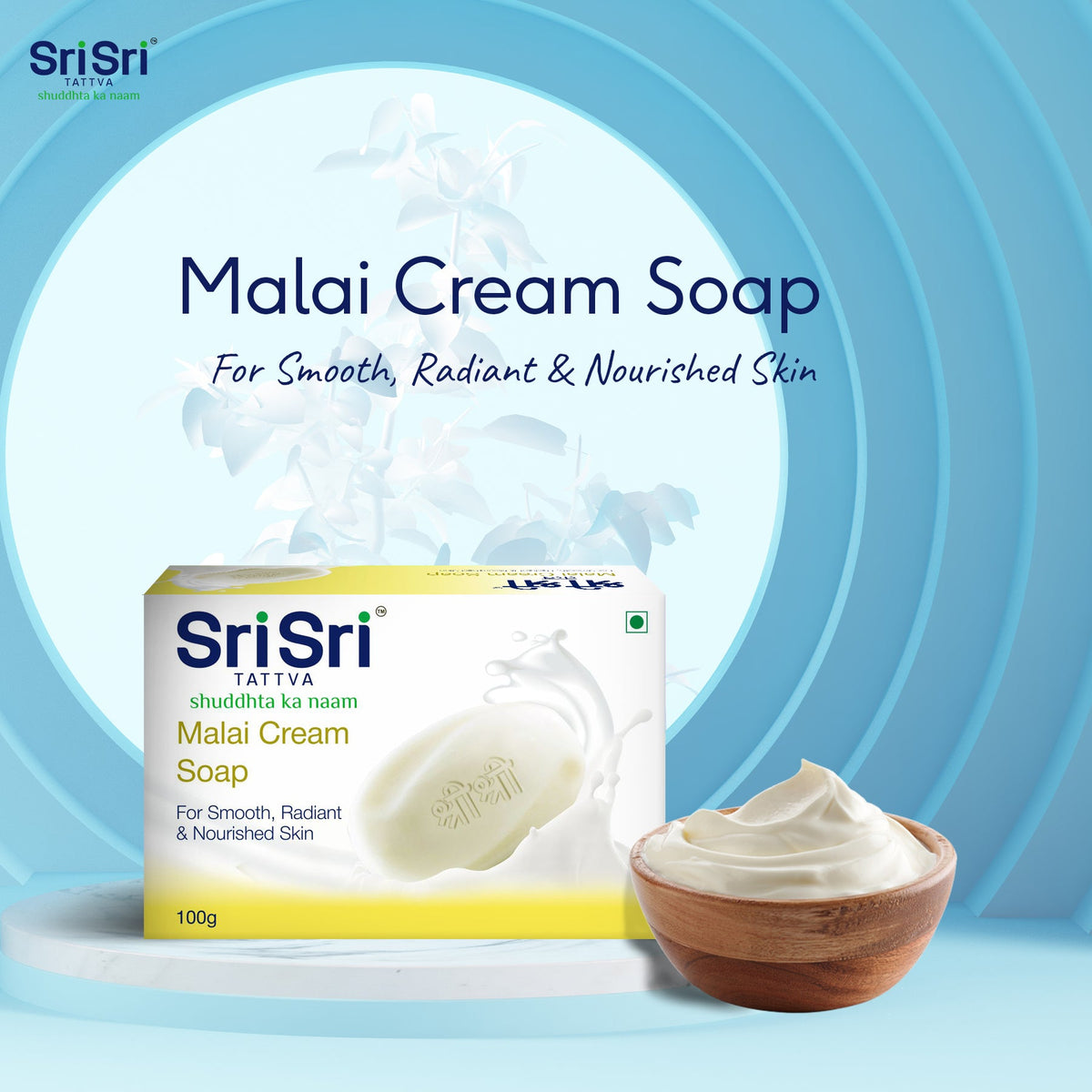 Sri Sri Tattva Malai Cream Soap - Relaxes, Refreshes & Rejuvenates, 100 g