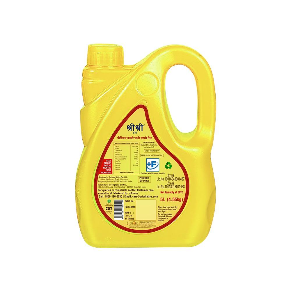 Sri Sri Tattva Premium Kachi Ghani Mustard Oil, 5 L