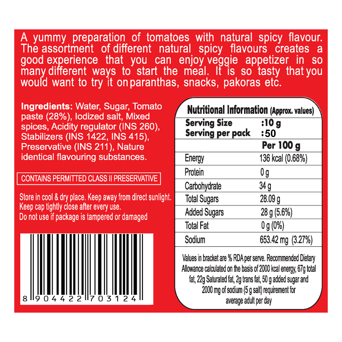 Patanjali Tomato Ketchup W/o Onion & Garlic (B)