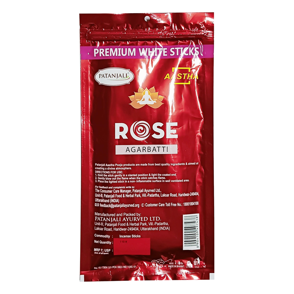 Patanjali Aastha Premium White Stick Rose Agarbatti